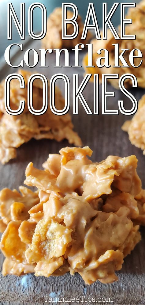 Cornflake Candy, Cornflake Cookies Recipe, Salty Sweet Desserts, Peanut Butter Cornflake Cookies, Cornflake Cookies, Easy No Bake Cookies, Salty Cookies, Butterscotch Cookies, Peanut Butter No Bake