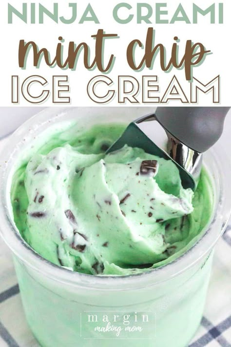 Nina Creami Ice Cream Recipes, Ninja Creami Protein Mint Chocolate Chip, Ninja Creami Snickers, Ninja Creami Soft Serve, Ninja Creami Recipes Videos, Ninja Creami Ice Cream Recipes Mint Chocolate Chip, Ninja Creamier Recipes, Ninja Creami Mint Chocolate Chip Recipe, Ninja Creami Base Recipes