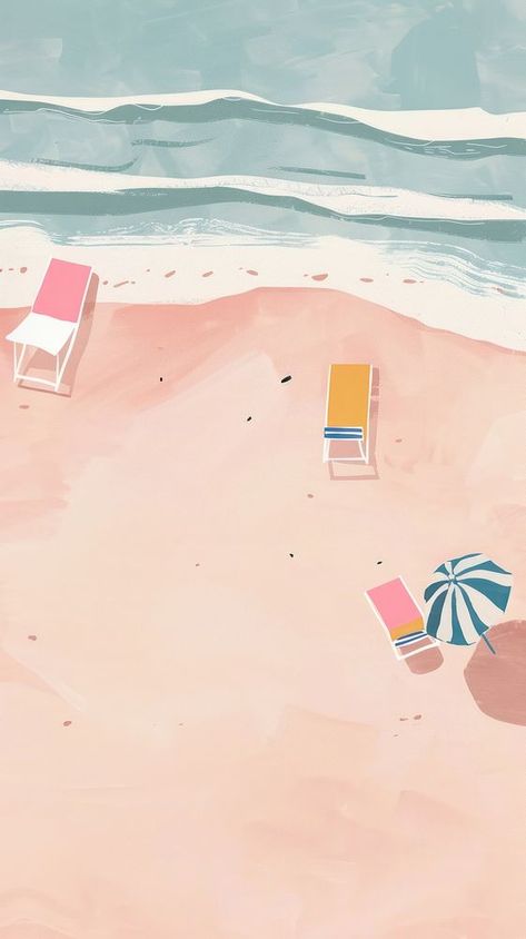 Cute beach illustration wallpaper sunbathing shoreline furniture. | free image by rawpixel.com / Sasi Beach Drawing Wallpaper, Beach Aesthetic Cartoon, Cartoon Beach Aesthetic, Beach Aesthetic Illustration, Beach Illustration Wallpaper, Beach Wallpaper Cartoon, Beach Digital Illustration, Wallpaper Shuffle, Beach Illustration Background