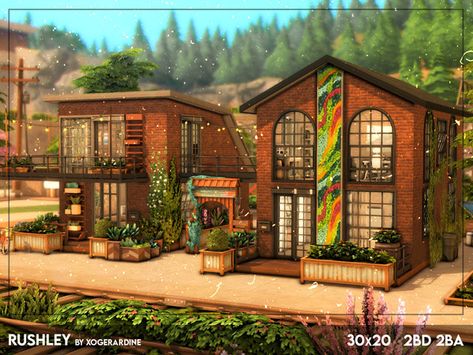 Sims 4 Eco Lifestyle House, Sims 4 Eco House, Sims 4 Loft, Sims 4 City Living, San Myshuno, Sims 4 House Building, Harbor House, House Floor Design, Sims 4 House Design