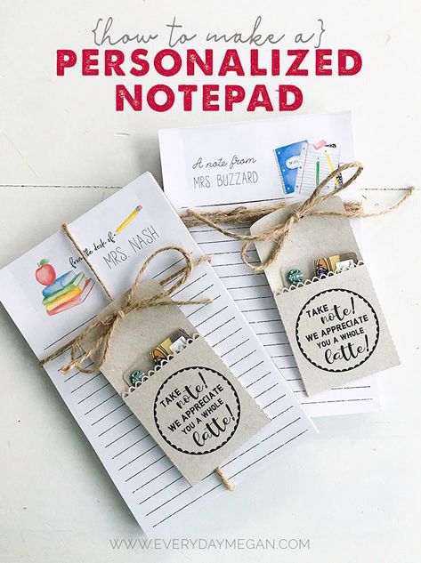 Diy Note Pad, Notepad Diy, Free Starbucks Gift Card, Custom Notepads, Appreciation Gifts Diy, Teacher Notepad, Teacher Appreciation Gifts Diy, Notepad Gift, Personalised Gifts Diy