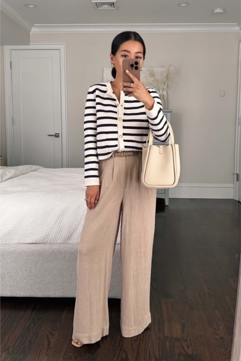 Petite smart casual workwear Songmont Bag, Wide Leg Overalls, Silk Slip Skirt, Streetwear Cargo Pants, Work Capsule, Extra Petite, Uniqlo Tops, Cardigan Outfit, Linen Blend Pants