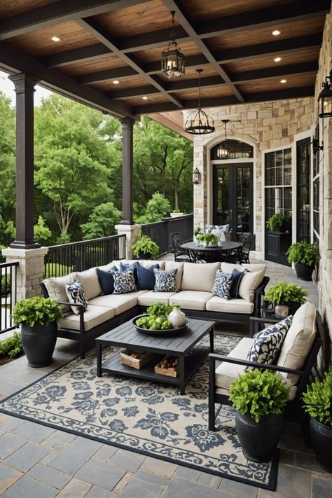 Design areas for seating, dining, or relaxation with outdoor furniture, fire pits, or patios. Pergolas With Roofs, Backyard Terrace Ideas, Black Porch Ideas, Terrace Roof Design, Front Yard Walkway Ideas, Yard Walkway Ideas, Terrace Seating, Black Porch, Front Yard Walkway