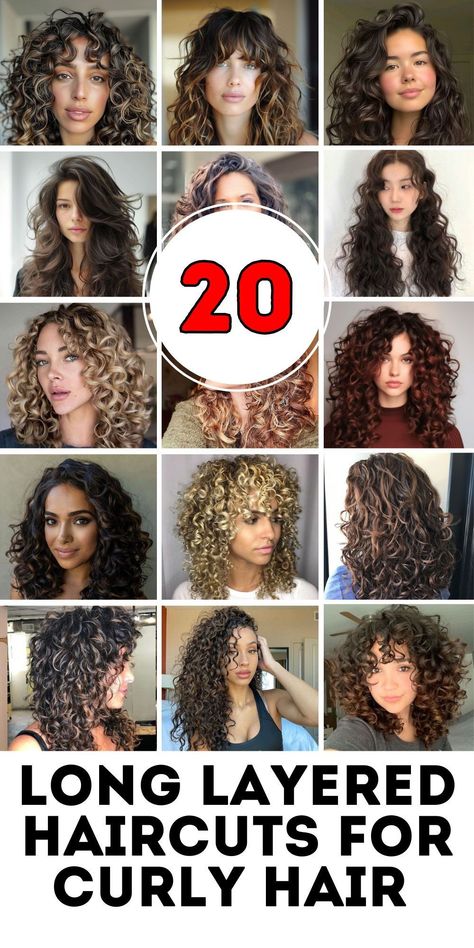 Medium Length Hair Long Layers Face Framing Hair, Haircuts For Curly Hair With Layers, Haircut For Naturally Curly Hair, Layered Haircuts For Curly Hair, Long Layered Curly Haircuts, Bold Haircut, Haircut Ideas For Long Hair, Wavy Layered Haircuts, Haircuts For Long Hair With Bangs