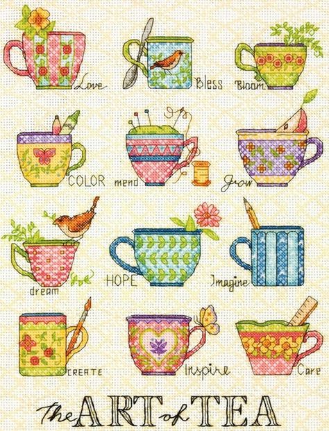 Tee Kunst, Art Of Tea, Dimensions Cross Stitch, Cross Stitch Kitchen, Tea Art, Counted Cross Stitch Kits, A Cross, Stitch Kit, Cross Stitch Kits