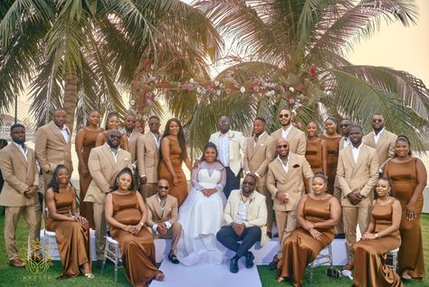 Outdoor White Wedding, Marrying Your Best Friend, Black People Weddings, Brown Wedding Themes, Wedding Groomsmen Attire, White Wedding Ceremony, Rusting Wedding, Fancy Wedding Dresses, Brown Wedding