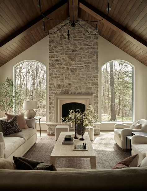 Project Tillsonburg — Ambiance Home Fireplace, Fireplace Design, Dream House Plans, Stone Fireplace, Farmhouse Living, Ranch House, House Inspo, Dream Home Design, House Inspiration