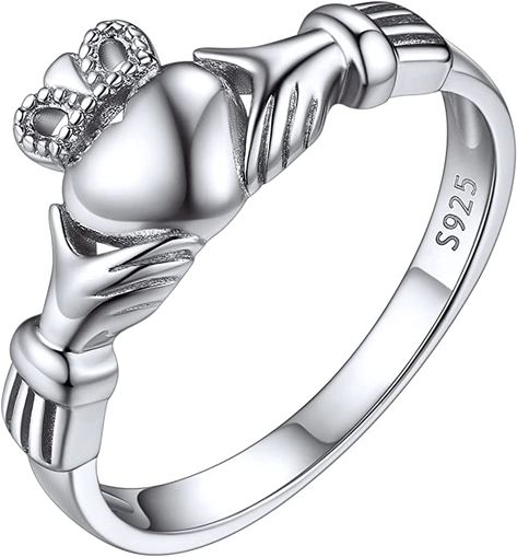 Amazon.com: ChicSilver Rose Gold Plated Irish Claddagh Ring for Women Love Heart Celtic Knot Crown Promise Rings Sterling Silver Engagement Wedding Friendship Band Size 12 : Clothing, Shoes & Jewelry Friendship Band, Silver Claddagh Ring, Irish Rings, Irish Claddagh, Claddagh Ring, Celtic Knot Ring, Irish Wedding, Claddagh Rings, Knot Ring