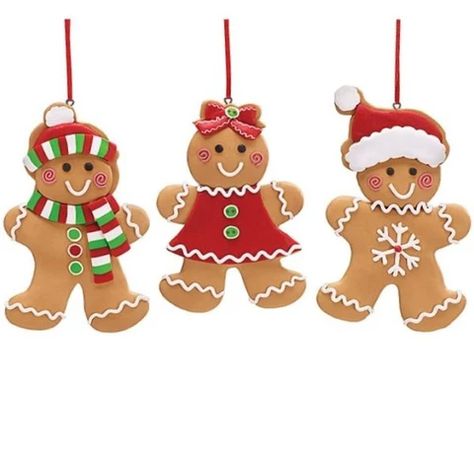 Clay Dough Gingerbread Cookie Ornaments - Pack of 4 Sets · Ellisi Gifts Gingerbread Girl Cookie, Snowflake Gingerbread, Gingerbread Santa, Clay Dough, Gingerbread Crafts, Gingerbread Christmas Decor, Gingerbread Decorations, Gingerbread Ornaments, Ornament Cookies