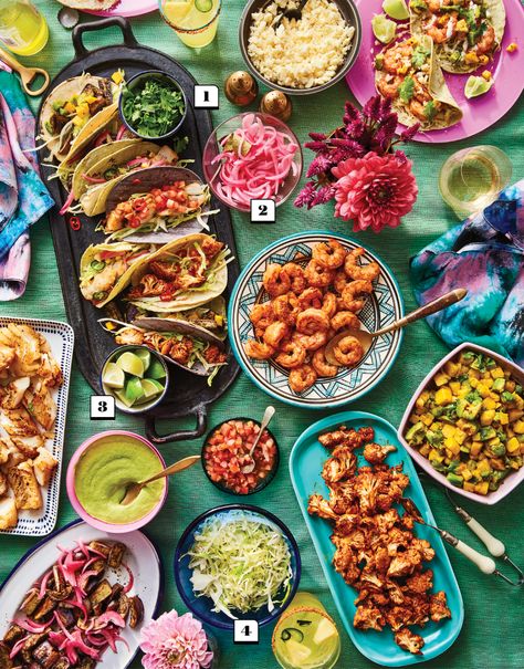 How To Make A Homemade Taco Bar: 9 Delicious Recipes | Chatelaine Taco Bar Recipes, Diy Taco Bar, Mexican Bachelorette, Mexican Catering, Sumac Recipes, Pineapple Margarita Recipe, Mexican Party Food, Taco Bar Party, Bbq Cauliflower