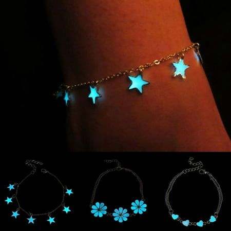 Designice Besufy Star Heart Flower Glow in the Dark Ankle Bracelet Women's Jewelry,Luminous Jewelry Star Peach Heart Flower Luminous Anklet Bracelet Size: one size.  Gender: unisex.  Age Group: adult. Summer Beach Jewelry, Anklets For Women, Leg Chain, Foot Bracelet, Women Anklets, Ankle Chain, Heart Flower, Hand Bracelet, Foot Jewelry