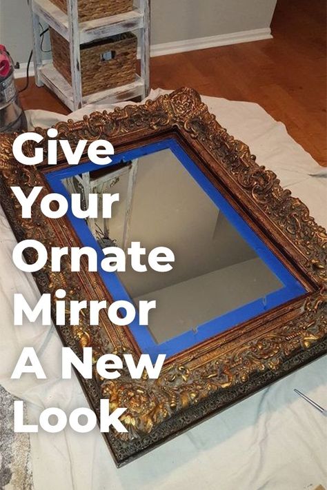 Give your old mirror a new look with a fresh coat of paint. You won't believe its the same mirror once you're done! Spiegel Diy, Mirror Frame Diy, Mirror Makeover, Old Mirrors, Trumeau Mirror, Old Mirror, Cute Dorm Rooms, Thrift Store Crafts, Ornate Mirror