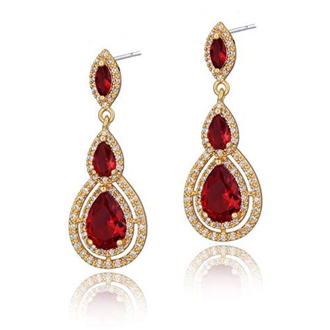 Earring For Bride, Cubic Zirconia Bridal Earrings, Formal Jewelry, Garnet Crystal, Prom Earrings, Teardrop Dangle Earrings, Diamond Crystal, Bridal Earrings, Earrings For Women