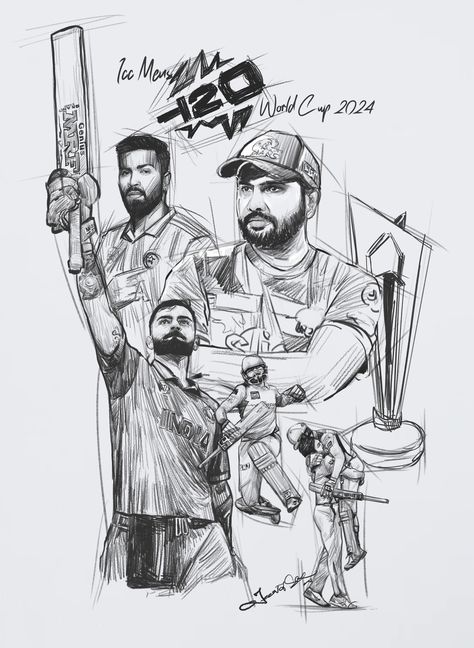 #T20WC India winning T20 World Cup Charcoal Pencil Sketch 2024 
 #SAvsIND | #India | #T20WC | #SouthAfrica | #T20WorldCUP | #T20WolrdCup2024 | #INDvSA | #INDvsSAFinal | #ViratKohli𓃵 | #HardikPandya | #T20WorldCupFinal | #RohitSharma𓃵 | #CaptainRohit | #TeamIndiaWon | #MSDhoni Pencil Sketches For Competition, Timepass Drawings, T20 World Cup 2024, Sanju Arts, Cricket Sketch, Virat Kohli Sketch, Virat Kohli Drawing, Cricket Drawing, Cartoon Art Prints