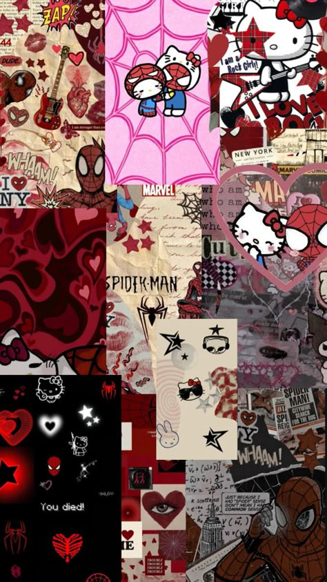 Hello kitty and spider man are couple Spiderman And Hello Kitty, Pretty Wallpaper Ipad, Hello Kitty Wallpaper Hd, Pink Wallpaper Hello Kitty, Kaws Wallpaper, Walpaper Hello Kitty, Spiderman Art Sketch, Wallpaper Iphone Love, Whatsapp Wallpaper Cute