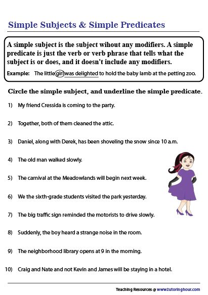 Simple Subject And Predicate, Complete Subject And Predicate, Simple Predicate, Subject Predicate, Easy Grammar, Complete Subject, Active And Passive Voice, Ela Worksheets, Passive Voice