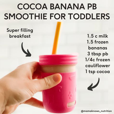 Healthy Toddler Breakfast, Healthy Smoothies For Kids, Toddler Smoothies, Easy Toddler Meals, Easy Baby Food Recipes, Healthy Toddler Snacks, Picky Toddler, Toddler Breakfast, Baby Led Weaning Recipes