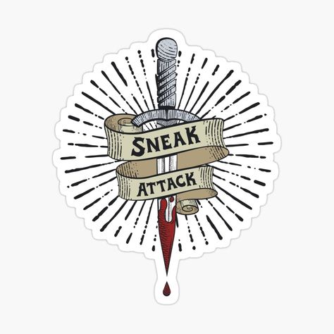 Get my art printed on awesome products. Support me at Redbubble #RBandME: https://www.redbubble.com/i/sticker/Sneak-Attack-Dagger-Vintage-by-wolfkin-design/149839570.EJUG5?asc=u Dnd Party, Sneak Attack, Watch Your Back, Fantasy Rpg, Fantasy Games, Buy Vintage, Sticker Design, My Art, Awesome Products