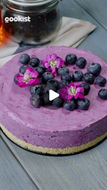 Cookist Wow on Instagram: "So colorful and delicious, this #cheesecake will be a hit! 💜💜 Save the recipe:

👉INGREDIENTS
200g biscuits
80g (1/3 cup) melted butter
300g Blueberries, fresh or frozen
25g (2 tbsp) Sugar
450g (2 cups) Cream cheese
160ml (2/3 cup) Heavy cream
1 tsp vanilla extract
1 tbsp lemon juice
125g (1 cup) Powdered sugar
10g Gelatin powder
50ml water
150 blueberries, fresh on top

👉METHOD
Mix melted butter with crushed biscuits and transfer it to a springform pan, refrigerate it for an hour. In a small saucepan heat blueberries with lemon juice and sugar, then blend it until smooth.
In a large bowl beat cream cheese with powdered sugar, heavy cream, vanilla extract and cooled blueberry mixture. Add in gelatin and mix everything well. Transfer the mixture to a springform Berry Cheesecake Recipes, Cookist Wow, Berry Cheesecake, Beautiful Desserts, Blueberry Cheesecake, Dessert Bread, Cake Toppings, Almond Recipes, Cream Cake