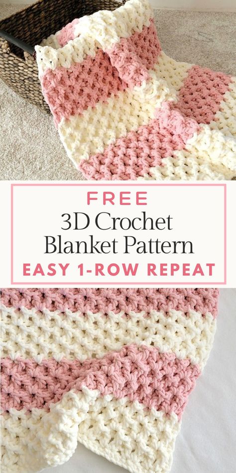 This 3d crochet blanket free pattern is a gorgeous textured blanket. You can make it as a baby blanket or as a throw if you make it in neutral shades. The pattern is a simple is one of the easiest and most awesome 3d crochet afghan you will ever work. Popcorn Afghan Free Pattern, Crochet Blankets Using Bernat Blanket Yarn, Easy Crochet Blanket Videos, Chenille Crochet Blanket Patterns Free, Free Finger Crochet Blanket Patterns, Meadow Blanket Crochet, Baby Crochet Blanket Patterns Free Video Tutorials, Crocheting Blanket Pattern, Free Crochet Blanket Patterns Using Caron Cakes Yarn