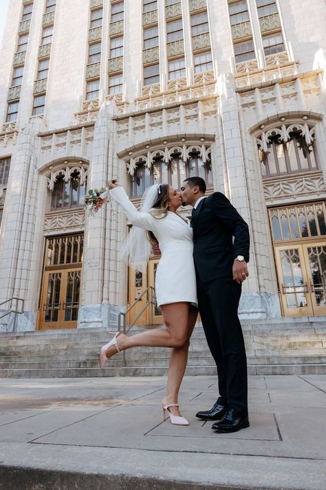 City Hall Wedding Photos, Courthouse Wedding Photos, Atlanta City, City Hall Elopement, Wedding Portrait Poses, Green Themed Wedding, City Hall Wedding, Courthouse Wedding, Civil Ceremony