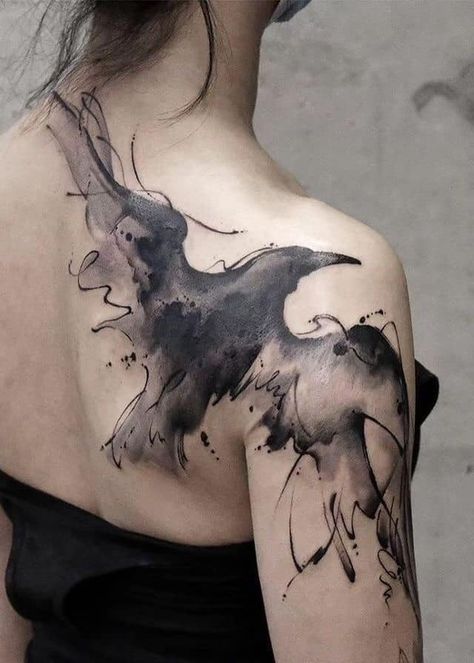 Stunning Tattoos, Snake Tattoos, Crow Tattoo, Muster Tattoos, Watercolor Tattoos, Inspiration Tattoos, Raven Tattoo, Geniale Tattoos, 수채화 그림