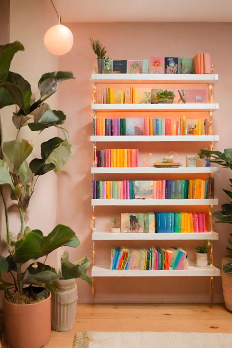 #books #shelf #booklover #love #readtime #read #home #aestethic # colorful #bookshelf Home Aestethic, Colorful Bookshelves, Room Full Of Books, Bookshelf Designs, Design Bookshelf, Colorful Bookshelf, Library Rooms, Books Shelf, Home Library Rooms