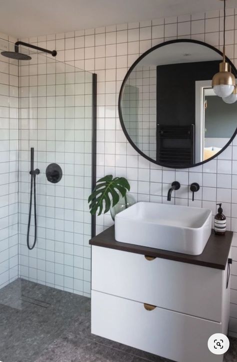 Calm Bathroom, Drama Performance, Small Shower Room, Monochrome Bathroom, Black And White Bathroom, Ensuite Shower Room, Bilik Air, Black White Bathrooms, New House Bathroom