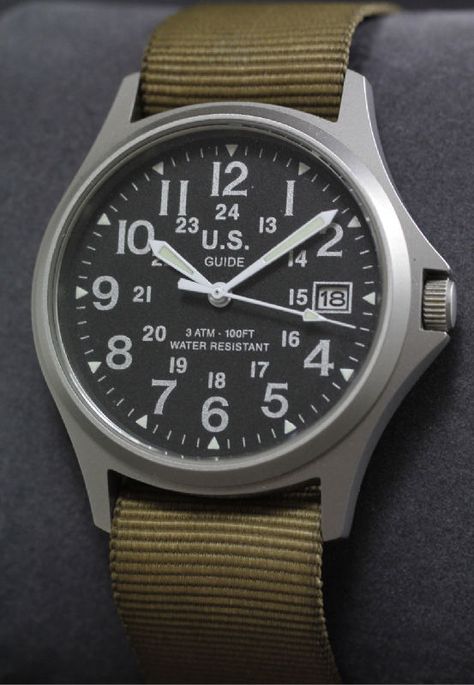 US Military Vietnam Era Government Issued Style Canvas Watch Vintage Military Watches, Gucci Watches, Mens Watch Brands, Trendy Watches, Field Watches, Panerai Luminor, Amazing Watches, Gucci Watch, Gold Watch Men