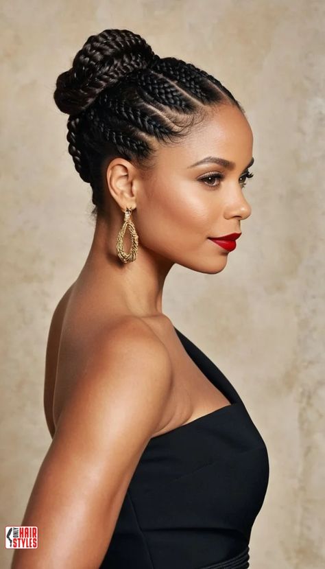 Box Braids Elegant Hairstyles, African French Braid Hairstyles, Elegant Braids For Black Women, Pinup Braids Black Women, Ghana Braids Hairstyles 2024, Box Braids On Natural Hair, Traditional African Hairstyles, High Fashion Braided Hairstyles, Unique Braid Styles