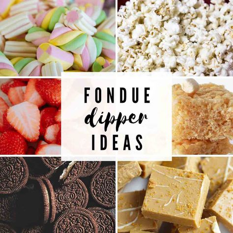 17 Chocolate Fondue Dipping Ideas Fondue Dessert Bar Party Ideas, Fondue Chocolate Dippers, Fondue Dessert Recipes, Dessert Fondue Dippers, Fondue Recipes For Kids, Chocolate Fondue Ideas Parties, Fondue Dippers Chocolate, Things To Dip In Chocolate Fondue, Party Fondue Ideas