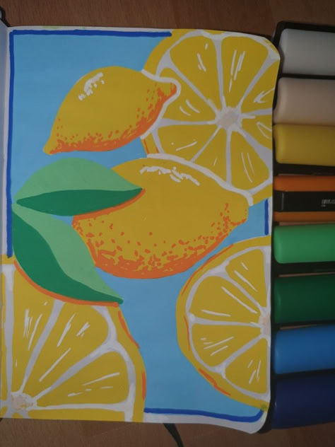 Lemons Art, Art Markers Drawing, Markers Drawing Ideas, Markers Drawing, Posca Pens, Posca Marker, Art Markers, Pen Art Drawings, Posca Art