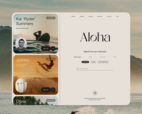 Aloha - surf camp web design by PXDX Studio on Dribbble Aesthetic Surfing, Aloha Surf, Website Design Inspiration Layout, Instagram Branding Design, Real Estate Marketing Design, Logo Design Set, We Are Grateful, Surf Camp, Ux Design Inspiration