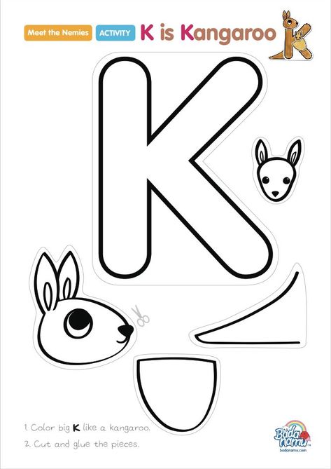 K Is For Kangaroo Template, Letter K Craft, K Is For Kangaroo, K Craft, Kangaroo Craft, Letter K Crafts, Zoo Phonics, Preschool Letter Crafts, Alphabet Crafts Preschool