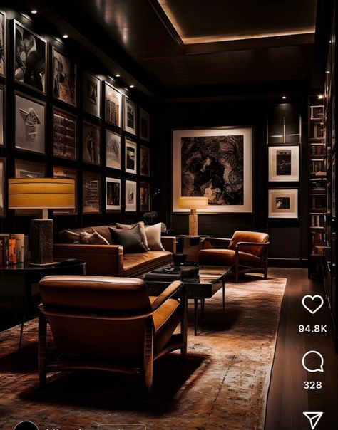 Masculine Bar Room, Speakeasy Wall Mural, Man Cave Speakeasy, Speakeasy Decor Bar Interior Design, Whiskey Room Lighting, Moody Poker Room, Masculine Coffee Shop, Dark Moody Man Cave, Small Basement Speakeasy