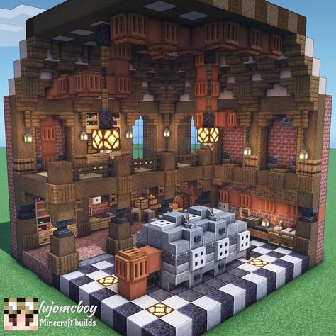 lujoBoy on Instagram: “Steampunk Interior ⚙️ ----------------------------- Had a little bit of fun building a steampunk style interior. I didn't had anything…” Interior Design Minecraft, Aperture Laboratories, Interior Minecraft, Steampunk Interior, Minecraft Steampunk, Minecraft Create, Steampunk City, Minecraft Mansion, Minecraft Structures