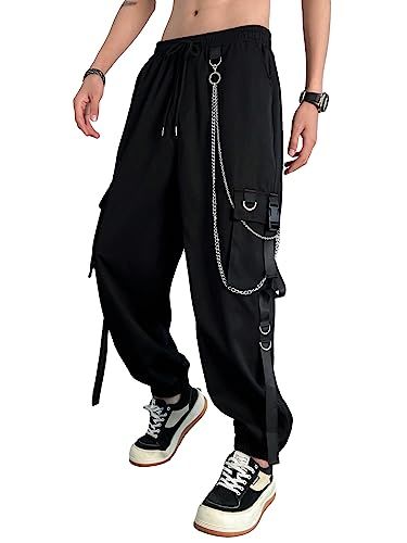 Goth Pants, Kids Luggage, Chains For Men, Flap Pocket, Drawstring Waist, Cargo Pants, For Free, Chain, Free Shipping