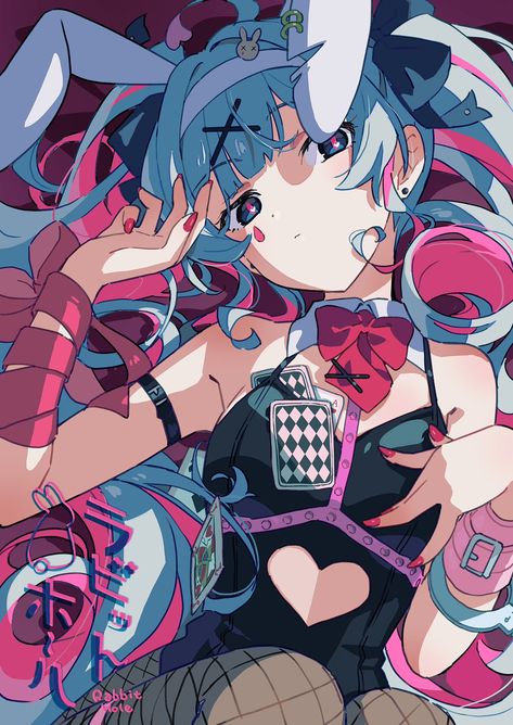 Miku Miku Beam Pose, Pure Pure Miku, J Pop Aesthetic, Halloween Hatsune Miku, Rabbit Hole Miku, Rabbit Hole Art, Miku Hatsune Chibi, Miku Hatsune Vocaloid, Vocaloid Characters