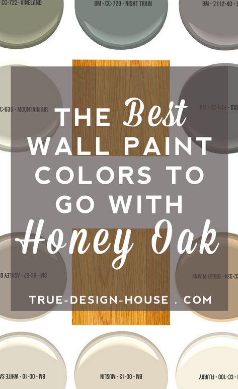 Honey Oak Trim, Best Wall Paint, Honey Oak Cabinets, Oak Trim, Oak Kitchen Cabinets, Kitchen Wall Colors, Bathroom Paint Colors, Honey Oak, Kitchen Paint Colors