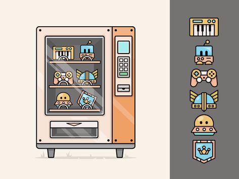 Toy vending machine by Mehvish | Dribbble Toy Vending Machine, Vending Machine Design, Arcade Stick, Pop Up Bar, Old Ways, Claw Machine, Drinks Logo, Event Poster Design, Editing Inspiration