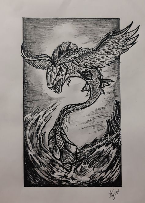 #fish #INKTOBER #INKTOBER2020 #chinesemyth #kunpeng #myth #art #sketch #sketching #drawing #ocean #monster Sea Monster Sketch, Sea Monster Concept Art, Drawing Ocean, Myth Art, Monster Sketch, Fish Sketch, 35 Years Old, Coral Sea, Sketching Drawing