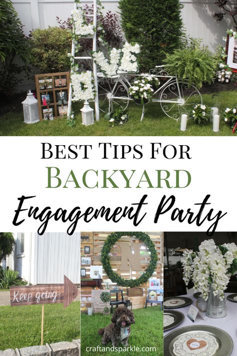 Engagement Party Garden Ideas, Throwing An Engagement Party, Engagements Ideas Party, Engagement Cookout Ideas, Engagement Parties Decorations, Engagement Barbeque Party, Engagement Garden Decoration, Engagement Party Outdoor Decorations, Farmhouse Engagement Party