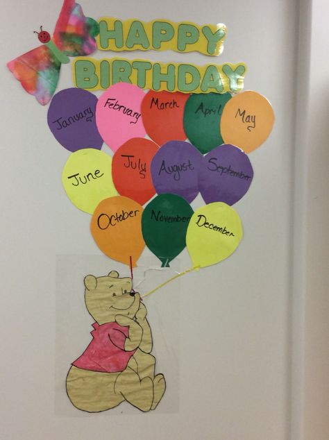 Birthday Boards For Infant Room, Birthday Board For Infants, Happy Birthday Boards Classroom Ideas, Birthday Wall Daycare, Infant Room Birthday Board Ideas, Infant Birthday Board Ideas, Baby Classroom Ideas Daycares, Daycare Birthday Boards, Birthday Boards Classroom Preschool