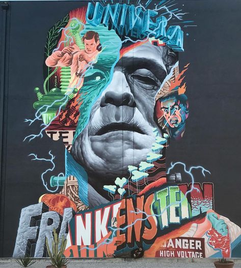 Tristan Eaton (@tristaneaton) on Instagram: “FRANKENSTEIN!!! Universal Monsters Tristan Eaton, Interior Branding, Classic Monster Movies, Wall Art Graffiti, Monster Wall, Street Art News, Wall Murals Painted, Projection Mapping, Classic Monsters