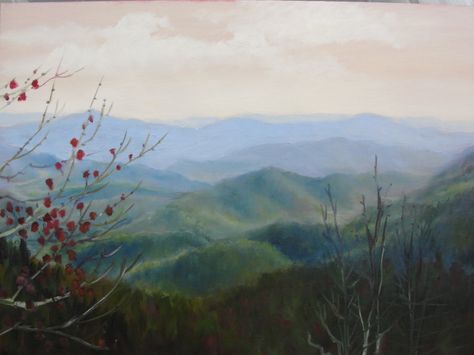 “Blue Ridge, Parkway Series” by Janet Wimmer portrays the effects of aerial… Perspective Painting Ideas, Perspective Painting, Landscape Perspective, Atmospheric Perspective, Linear Perspective, Aerial Perspective, Perspective Photography, Daily Painters, Perspective Art