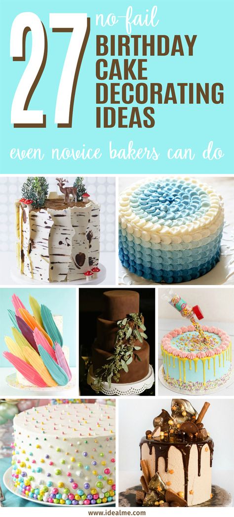 27 no-fail birthday cake decorating ideas Birthday Cake Ideas For Adults Women, Birthday Cupcakes For Women, Tårta Design, Cake Design For Men, Birthday Cake For Mom, Novelty Birthday Cakes, 60th Birthday Cakes, Adult Birthday Cakes, Funny Birthday Cakes