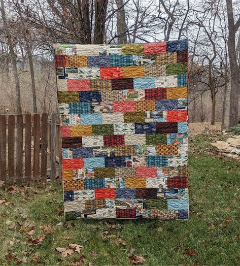 Brick Style Quilt Pattern, Brick Quilt Pattern Free Simple, Brick Pattern Quilt, Brick Quilt Pattern Free, Brick Quilt Pattern, Brick Quilt, Brick Yard, Layer Cake Quilt Patterns, Wall Quilt Patterns