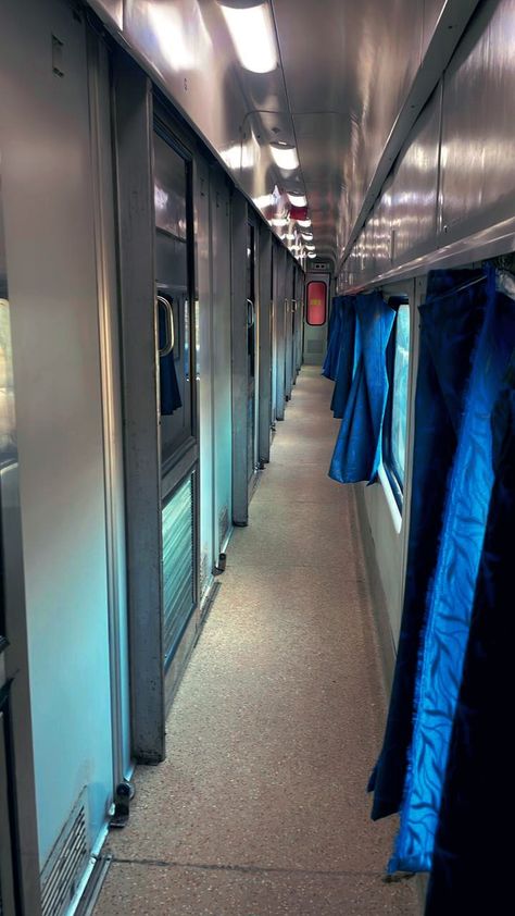 Inside the first AC class/bouge of an Indian train, a long pathway awaits, promising luxury and comfort during the journey. 1st Ac Train Snap, Train Travel Aesthetic Indian, Ac Train Snap, Indian Train Aesthetic, Ac Snap, Ac Train, Train Snap, Romantic Ideas For Him, India Pic