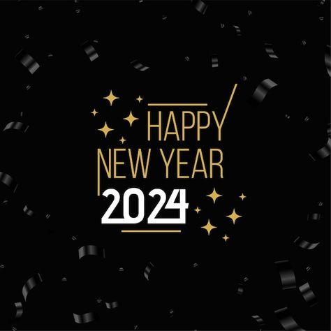 Free vector happy new year 2024 celebrat... | Free Vector #Freepik #freevector #winter #background #black #new New Year Poster, Year Poster, Celebration Background, Happy New Year 2024, New Years Poster, Winter Background, Background Black, Year 2024, Confetti