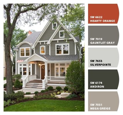 Paint colors from ColorSnap by Sherwin-Williams Beautiful Small Houses, Neutral Exterior Paint Colors, Exterior Paint Sherwin Williams, Outside House Colors, Exterior Gray Paint, Gauntlet Gray, Best Exterior Paint, Beautiful Small Homes, Paint Your House